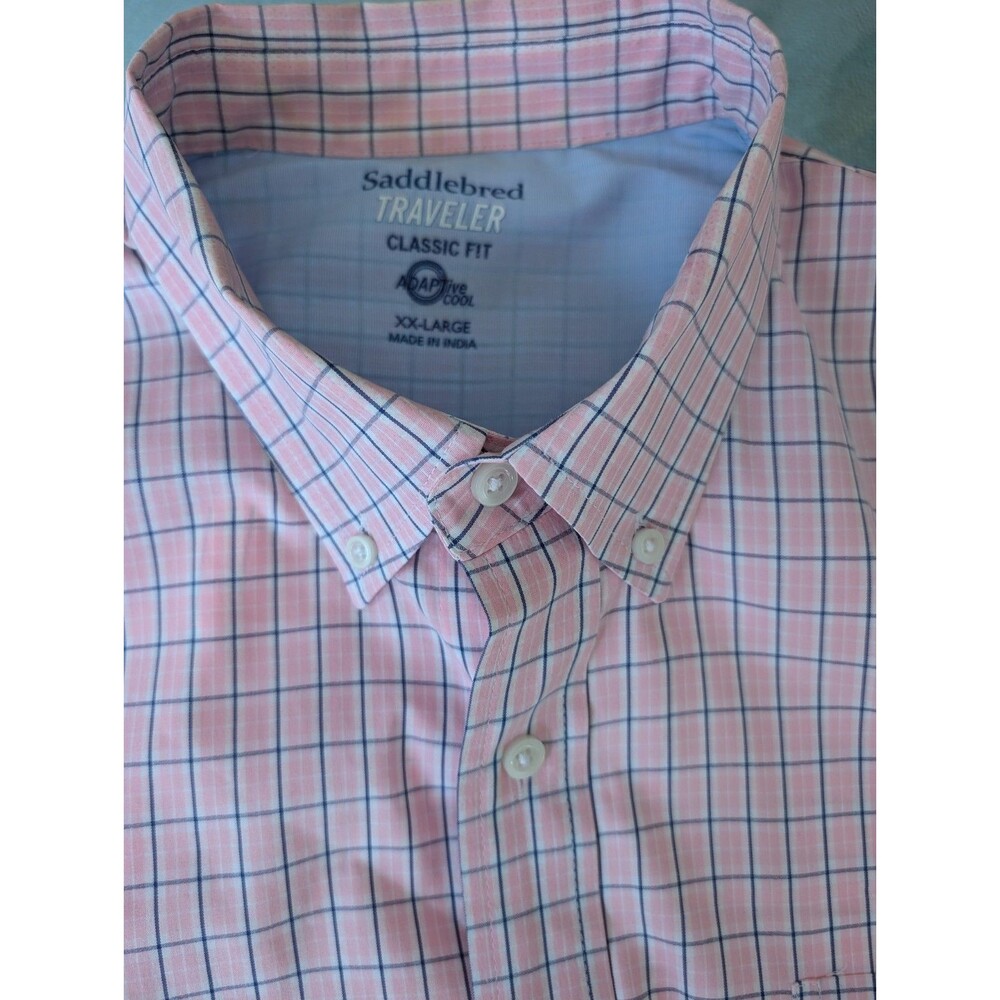 Saddlebred Traveler Classic Fit Adaptive Cool Mens Size XXL Pink Plaid Preppy